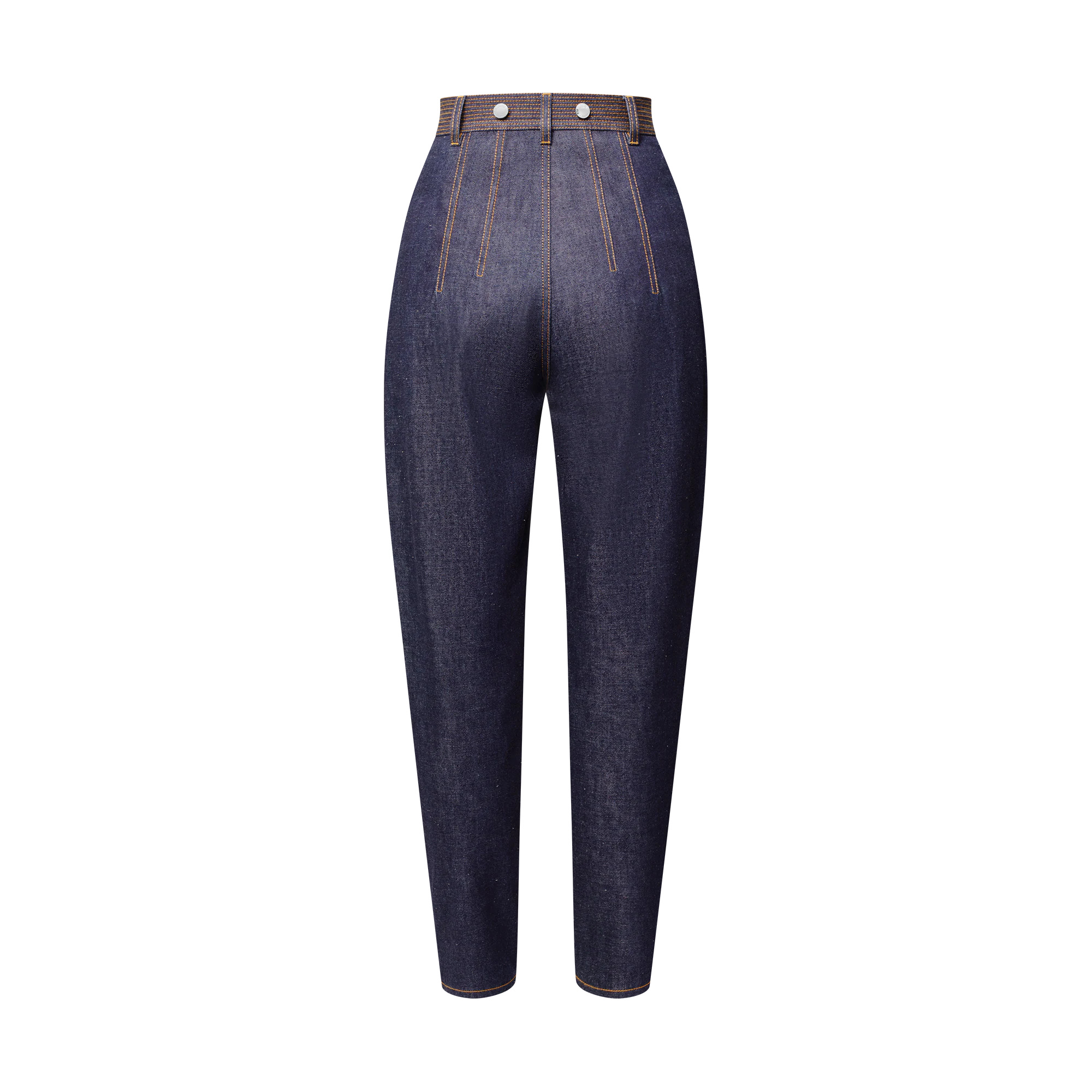 Topstitched Washed Denim Jeans - 3