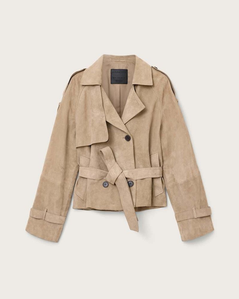 REED CROPPED SUEDE TRENCH COAT - 1