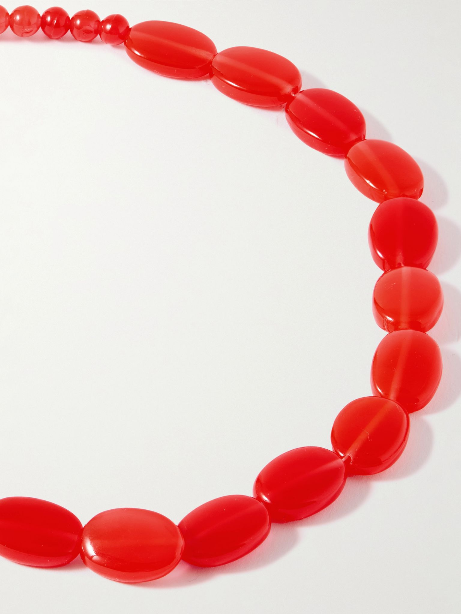 Rhodium-plated agate necklace Red - 4