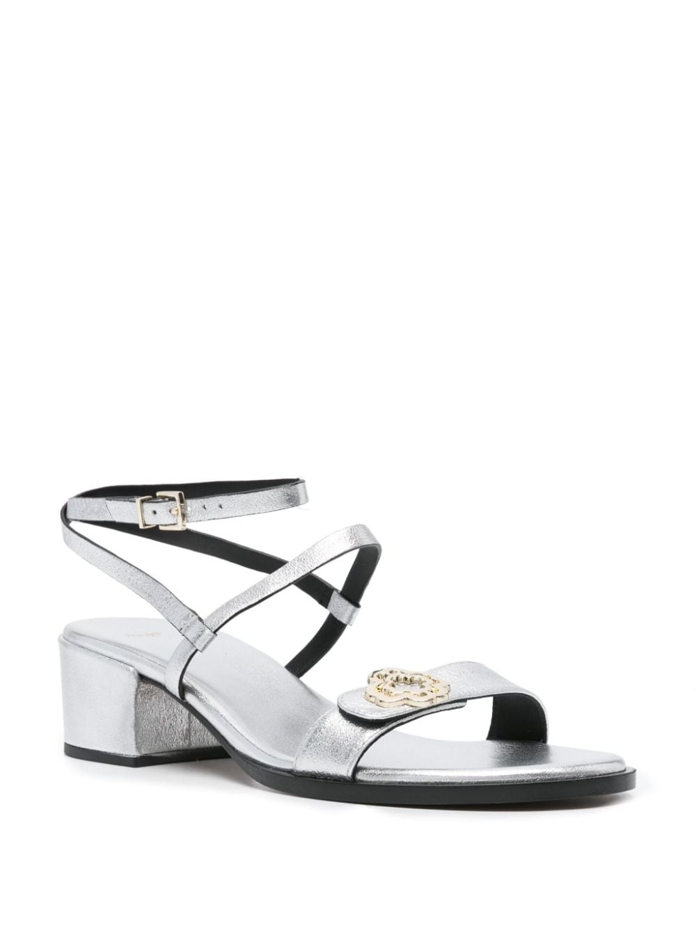 Clover-plaque metallic sandals - 2