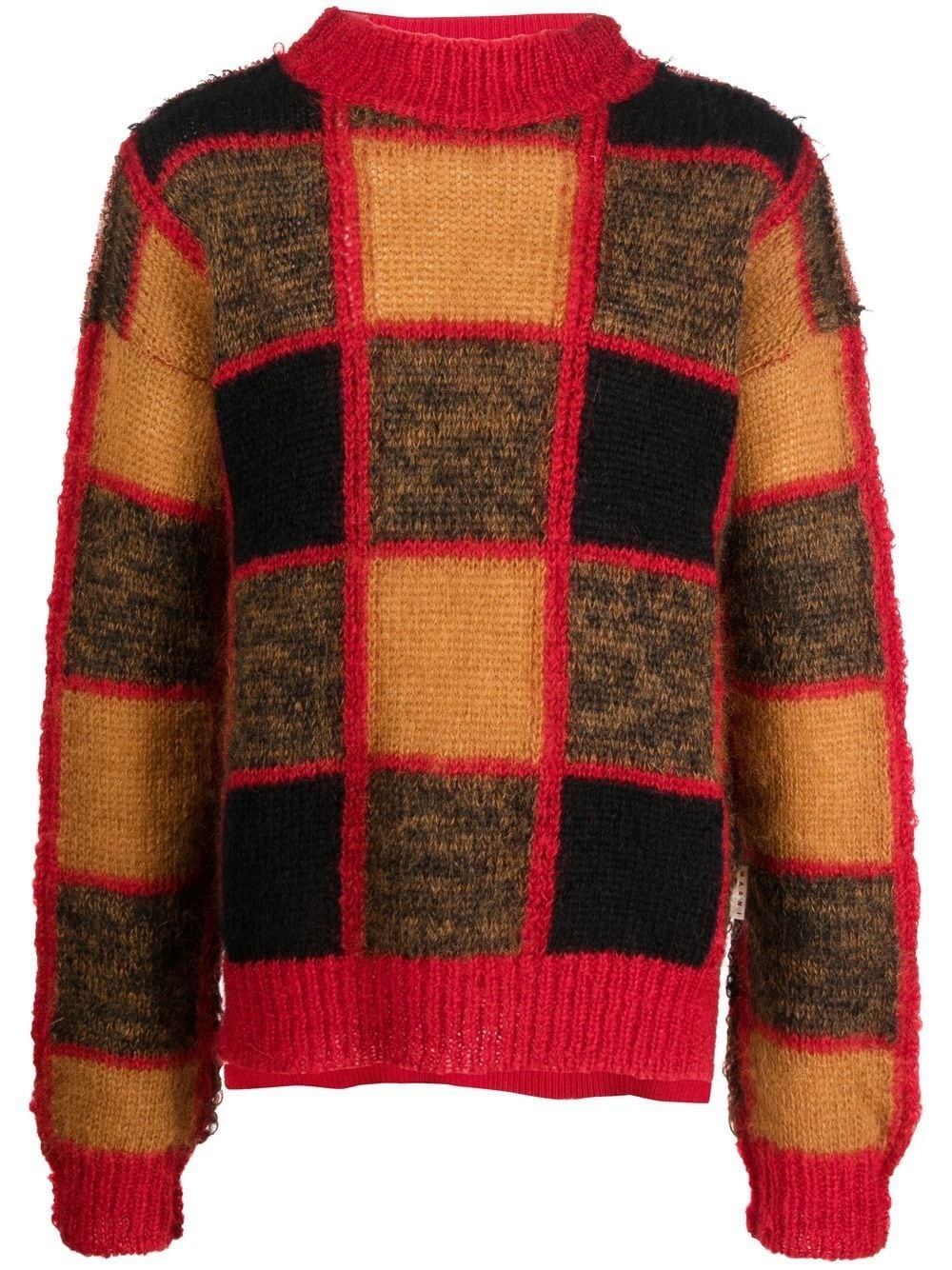 checkerboard crew neck sweater - 1