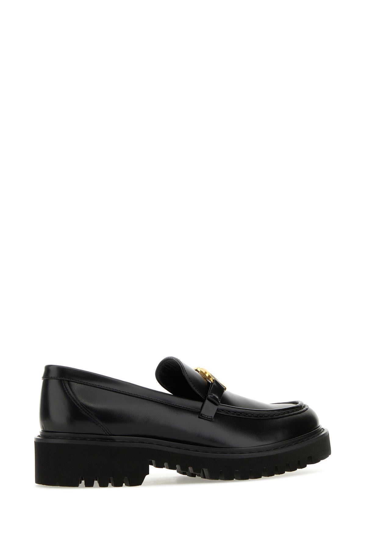 Black leather Vlogo loafers - 3