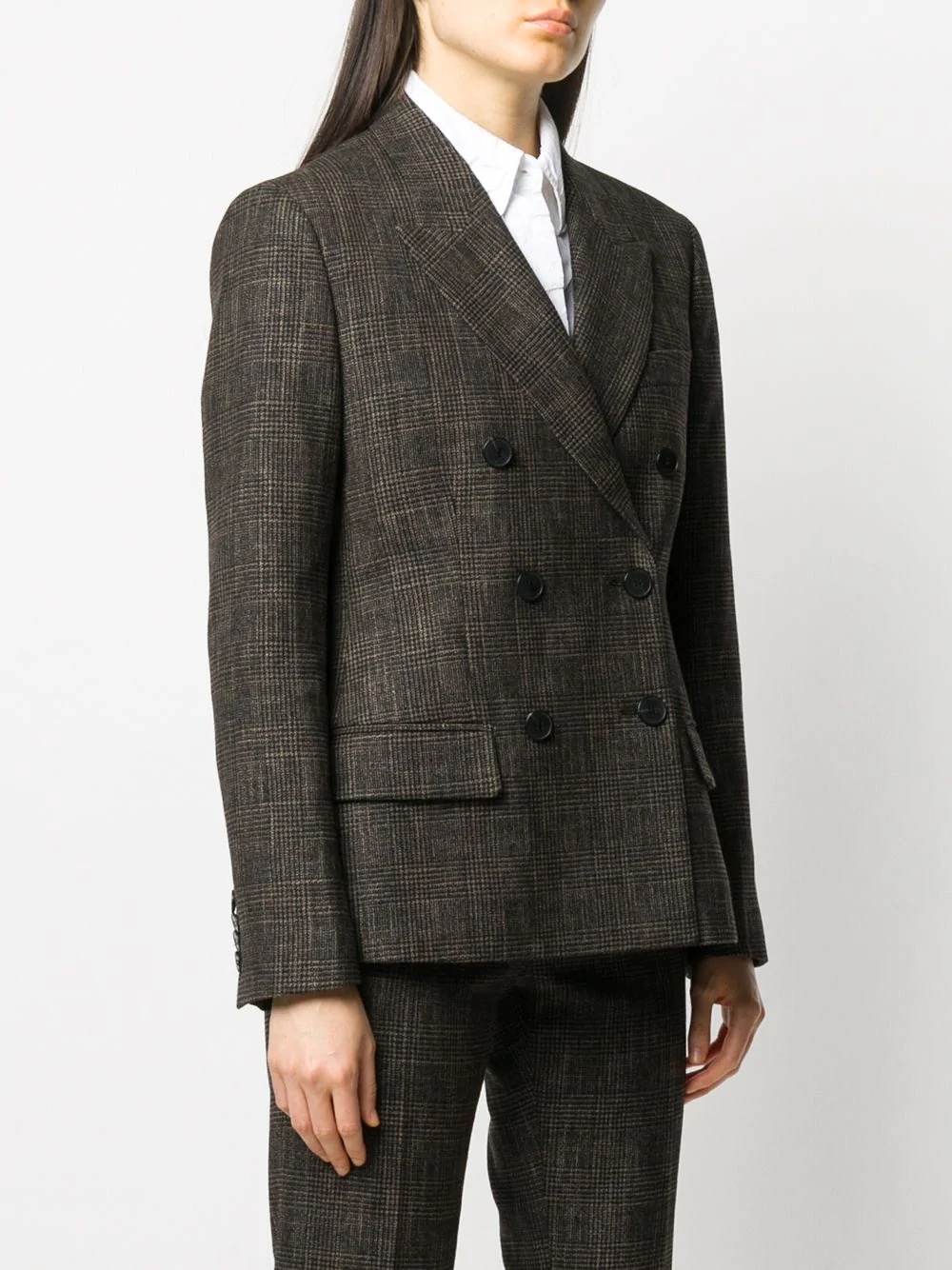 check patterned double-breasted blazer - 3