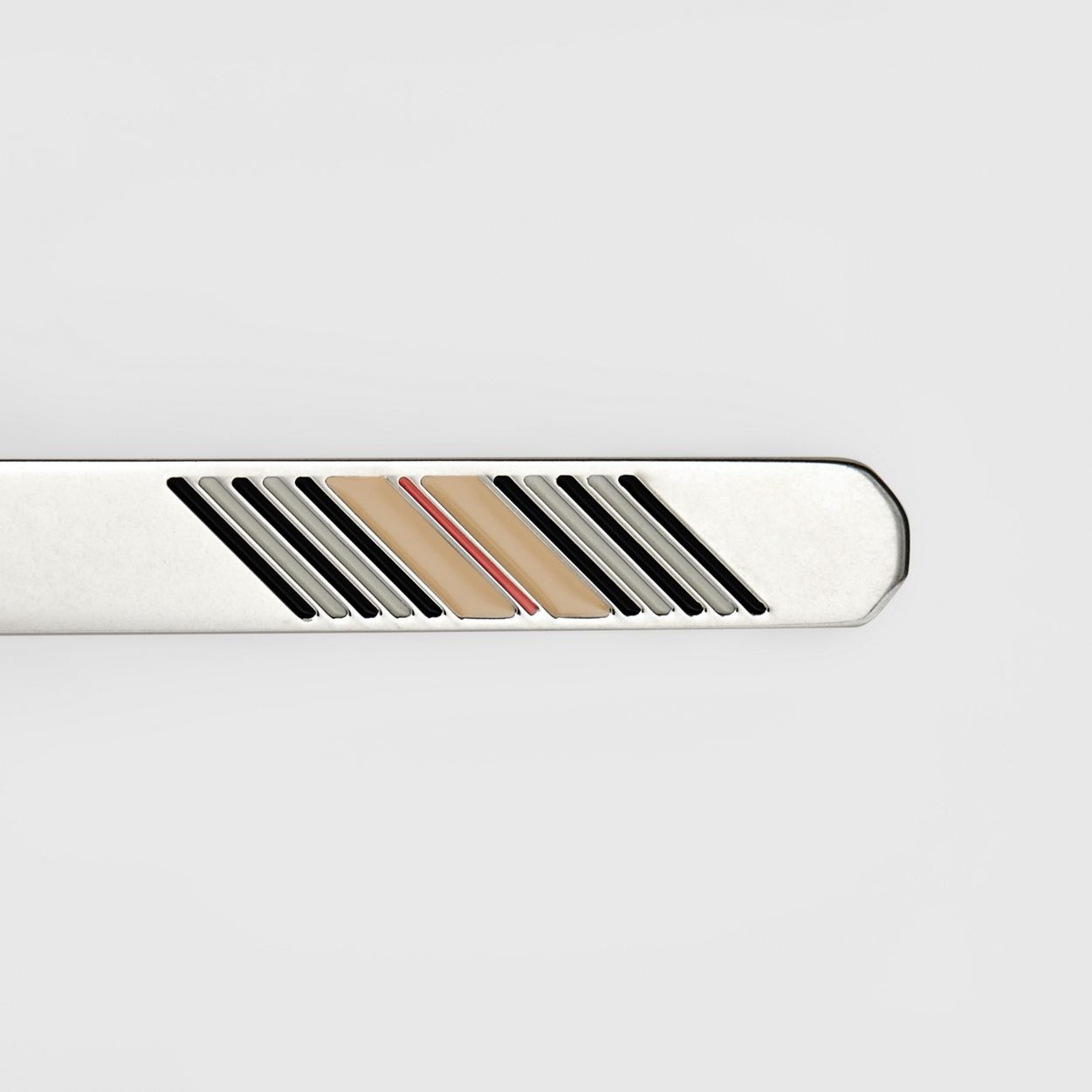 Icon Stripe Detail Palladium-plated Tie Bar - 2