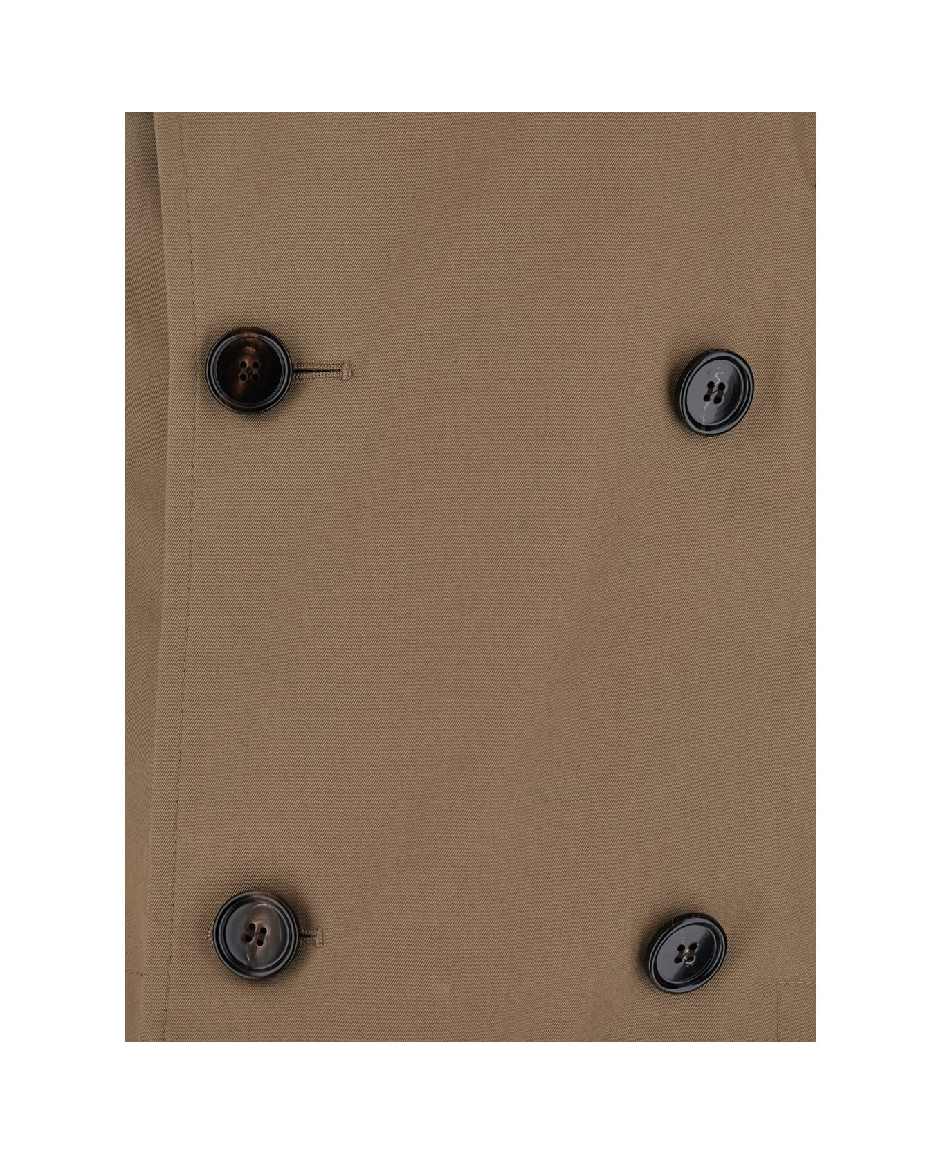 Brown Jacket With Lapels On The Front And Belts On The Cuffs In Cotton Man - 3