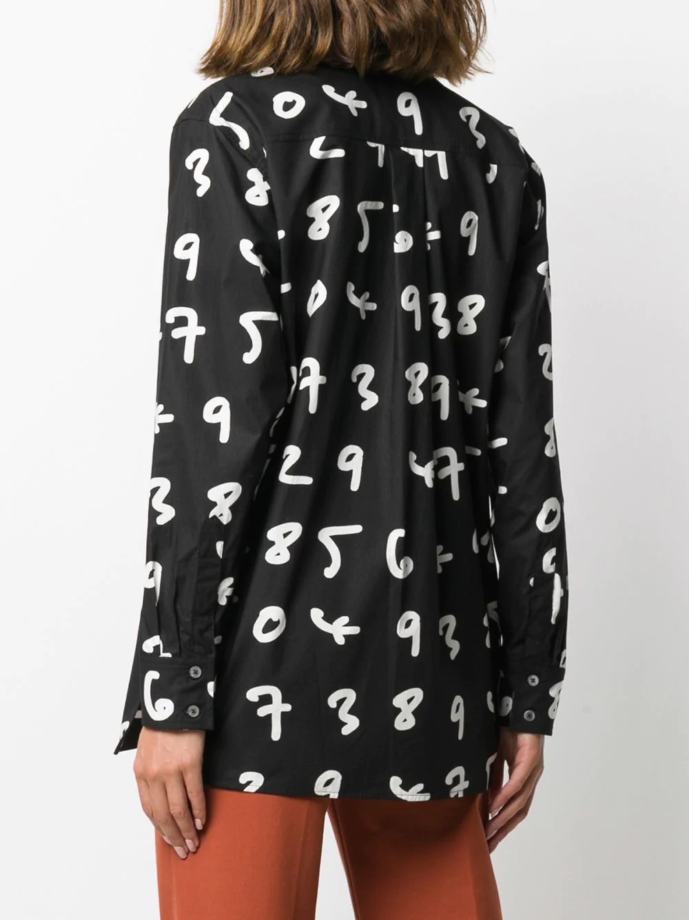 number-print cotton shirt - 4