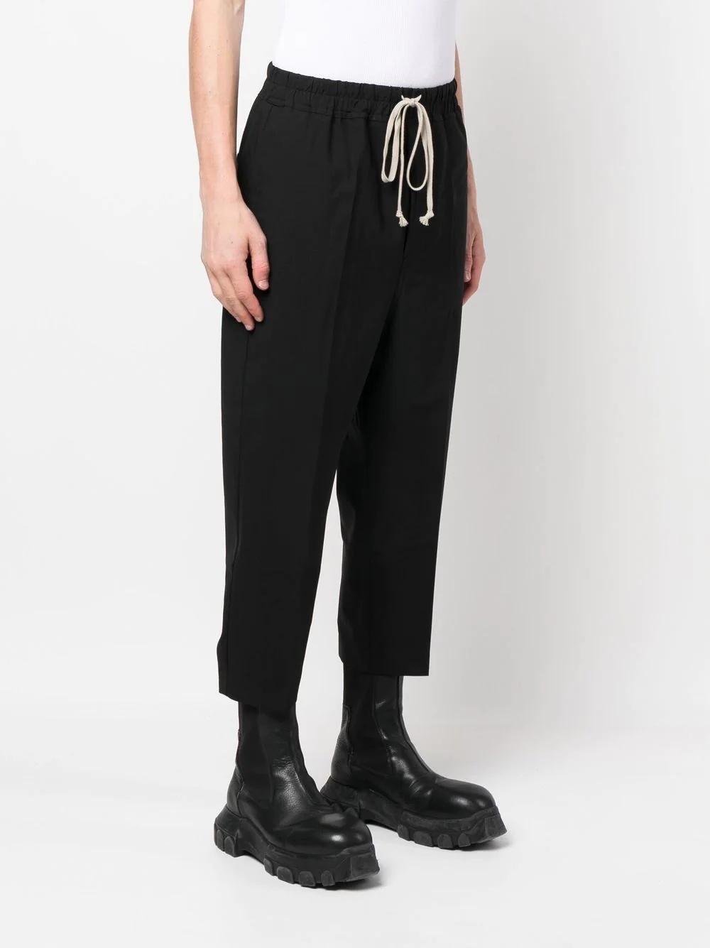 cropped drawstring-fastening waistband trousers - 2