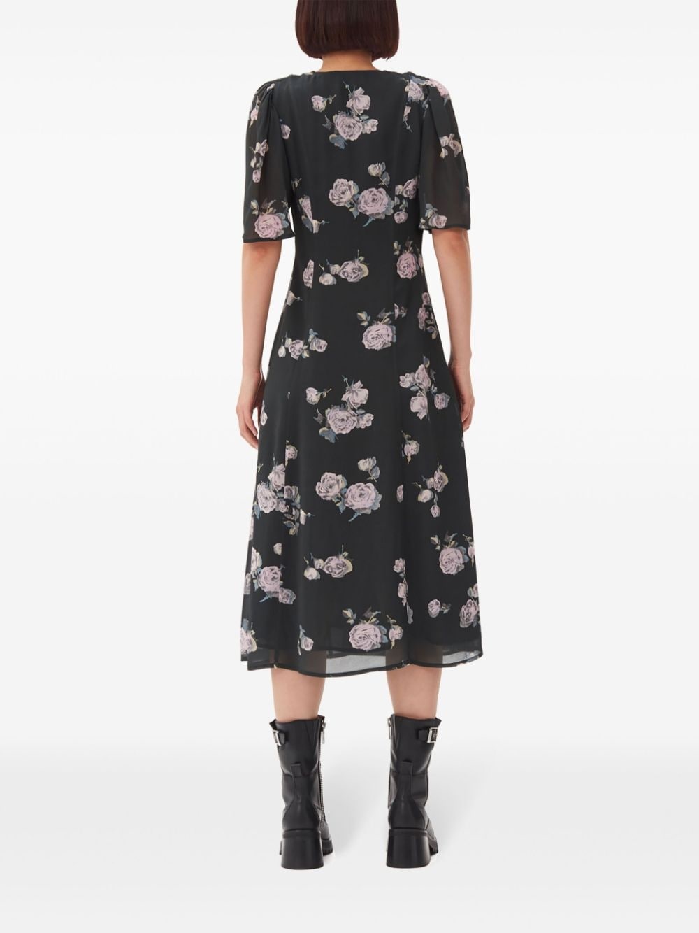 floral-print crepe wrap midi dress - 4