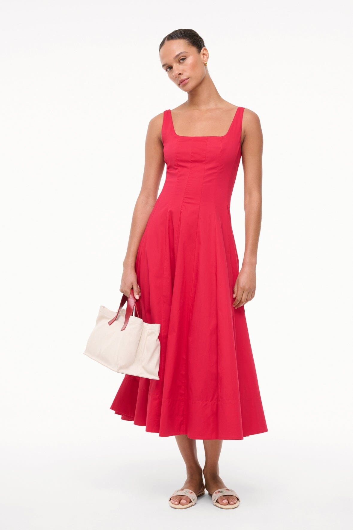 STAUD WELLS DRESS CHERRY - 3
