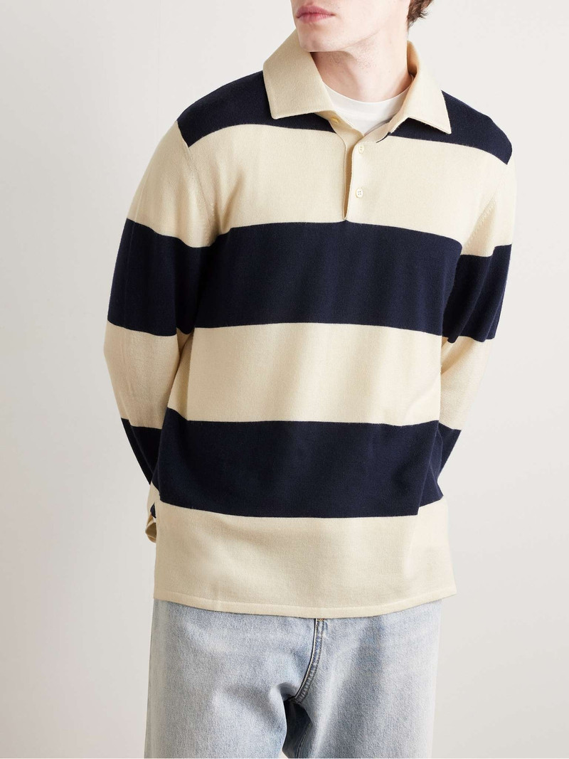 Logo-Print Striped Virgin Wool Polo Shirt 3