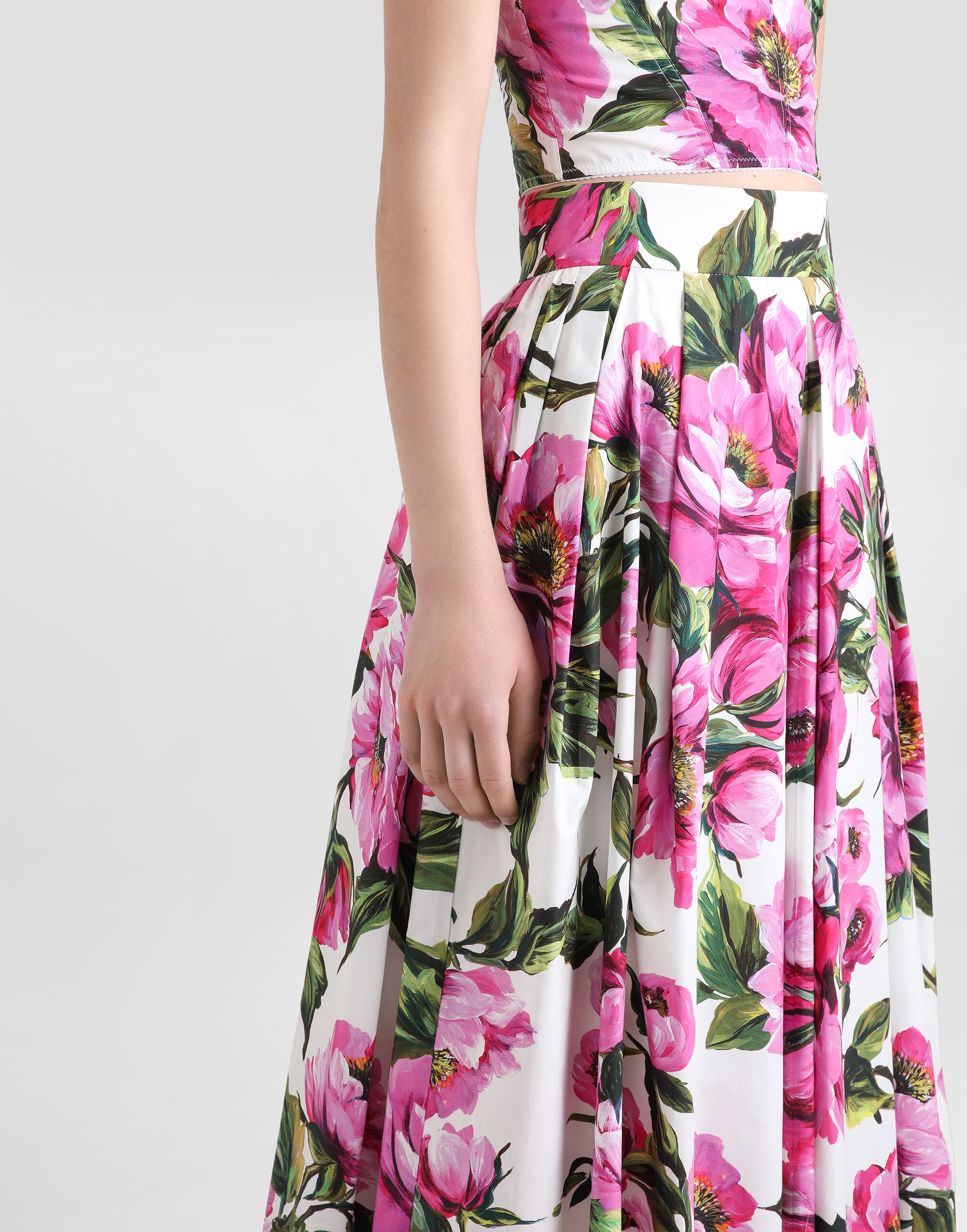 D&G スカート 25SS Maxi floreal skirt39449436 Grandeir｜フロントリボン花柄シフォングラデーションマキシ丈