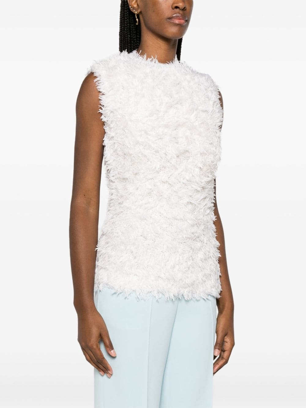 textured sleeveless silk top - 3