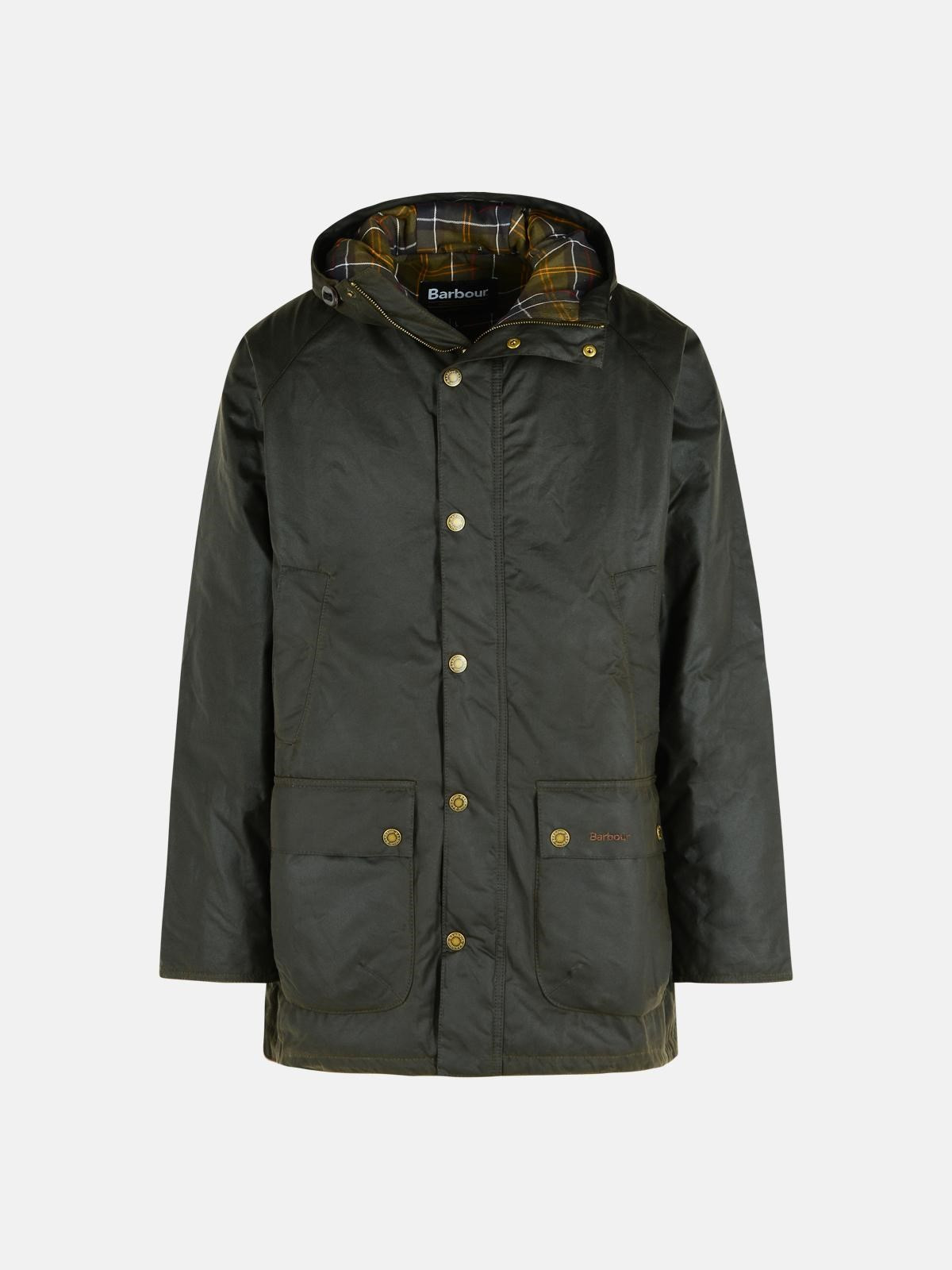 'BEDALE' DARK GREEN WAXED COTTON PARKA - 1