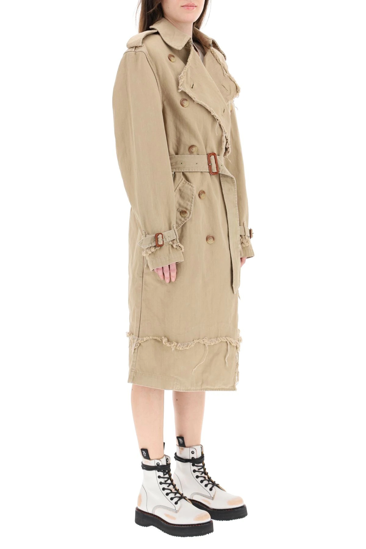 SHREDDED TRENCH COAT WITH FRAYED EDGES - 3