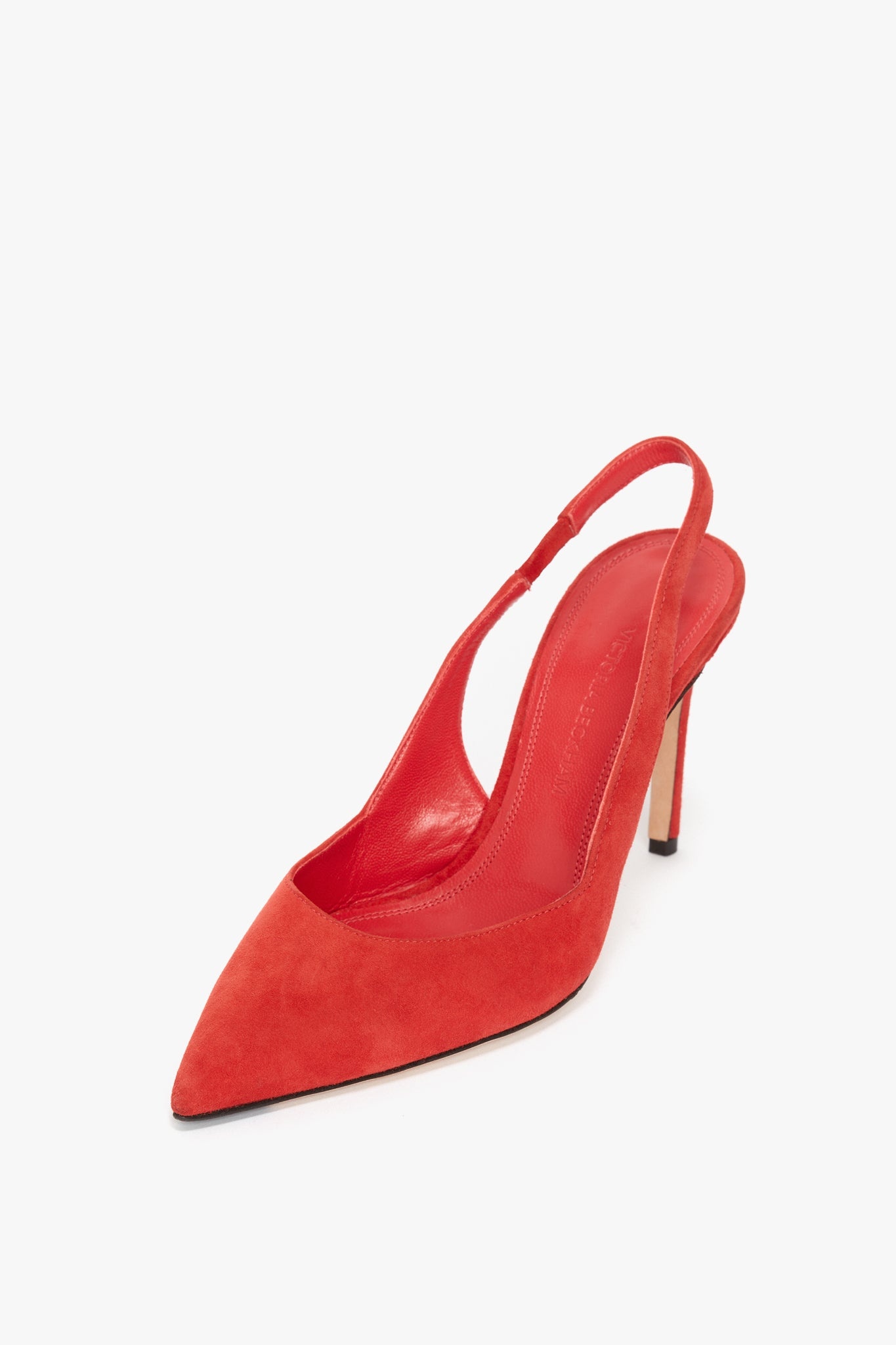 V Cut Slingback Pump in Orange Suede - 3