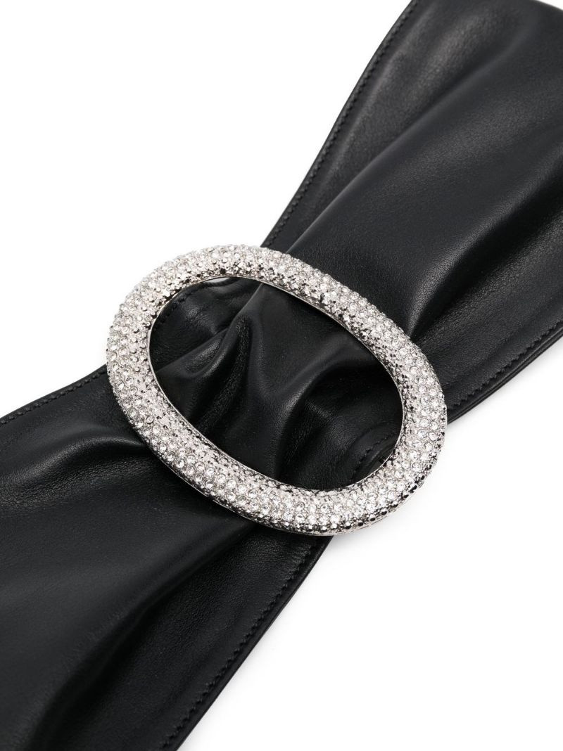 Alessandra Rich rhinestone buckle-fastening belt outlook