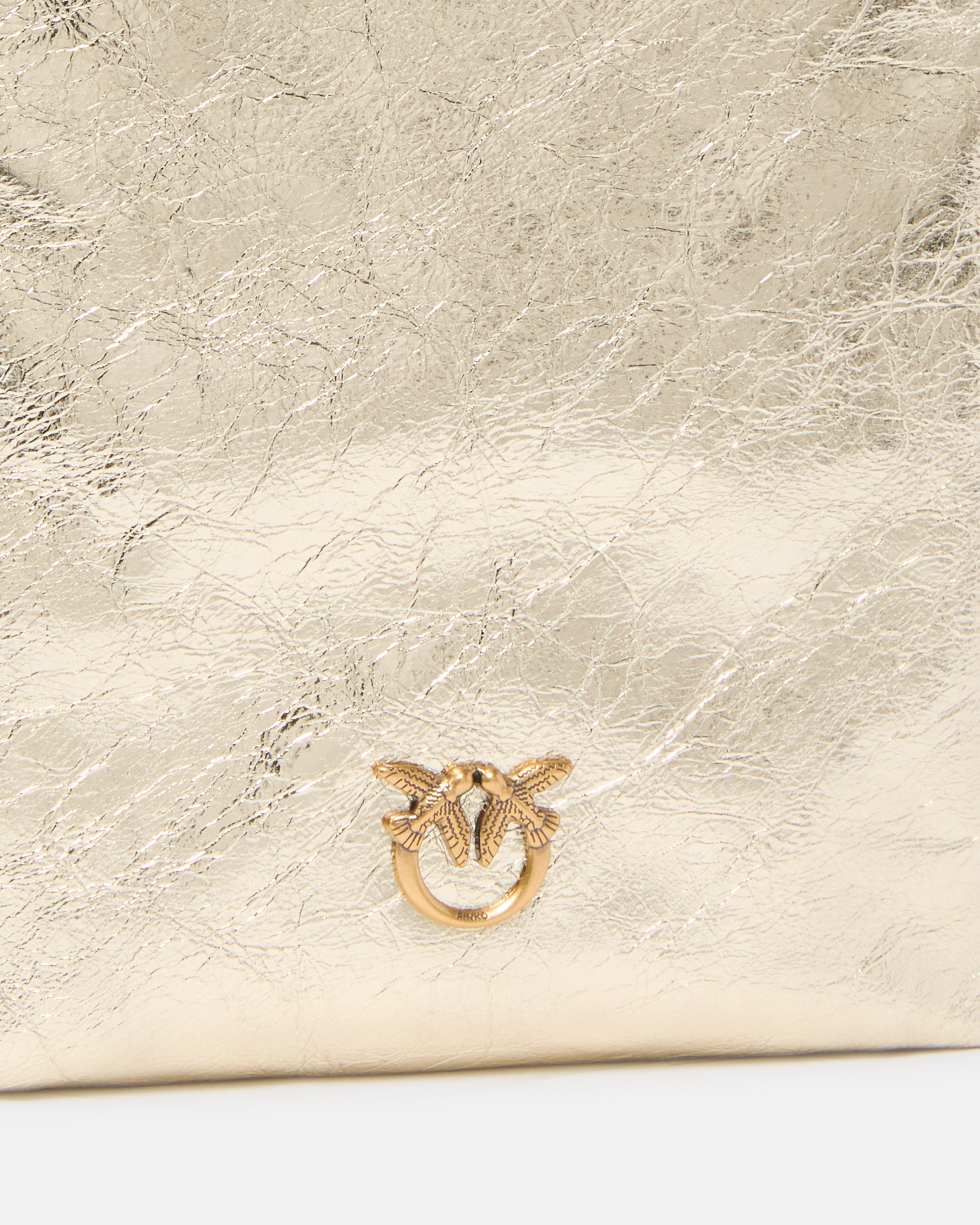 FLAT LAMINATED LEATHER BUCKET BAG WITH SHOULDER STRAP - 3