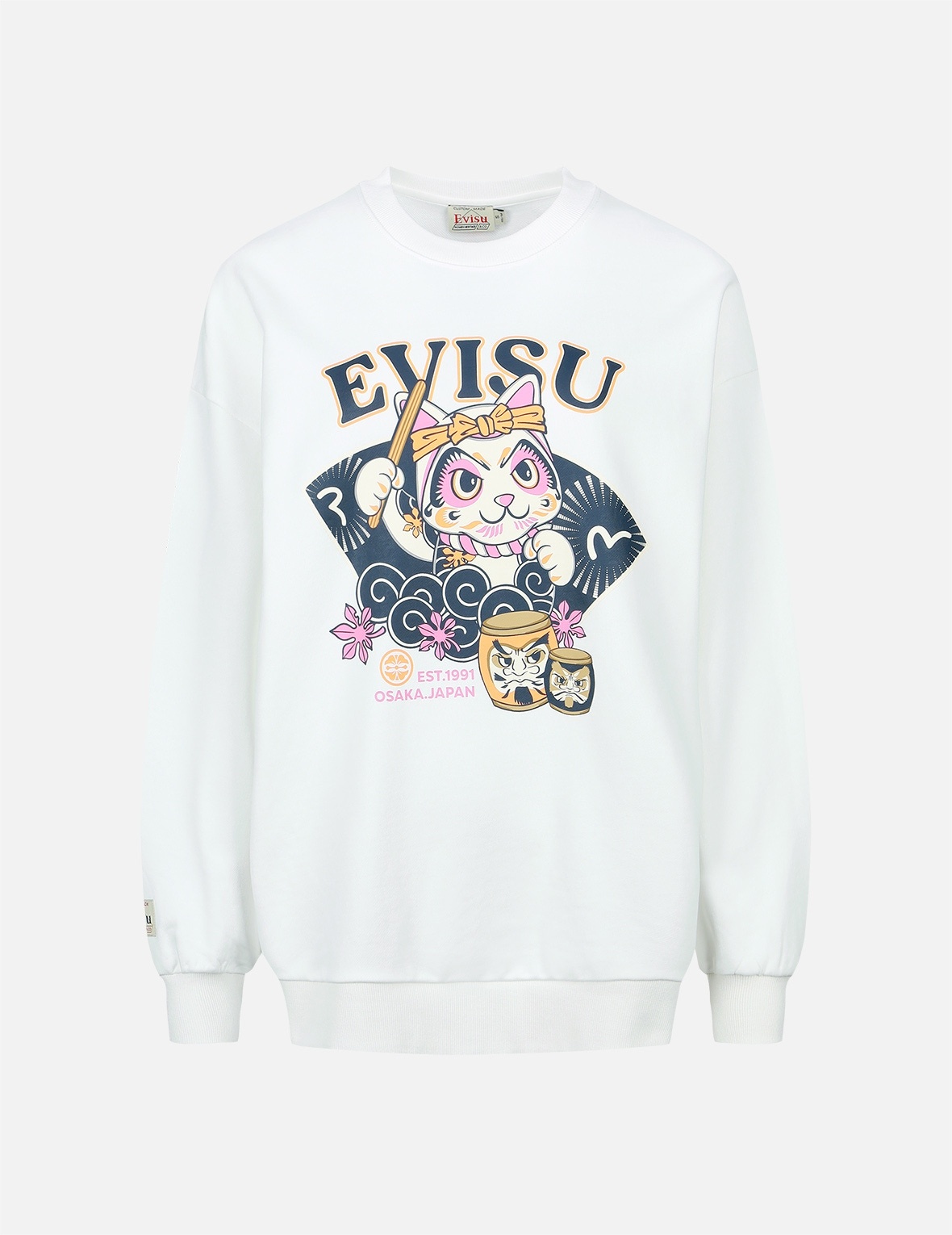 FORTUNE CAT DRUMMING PRINT SWEATSHIRT - 1
