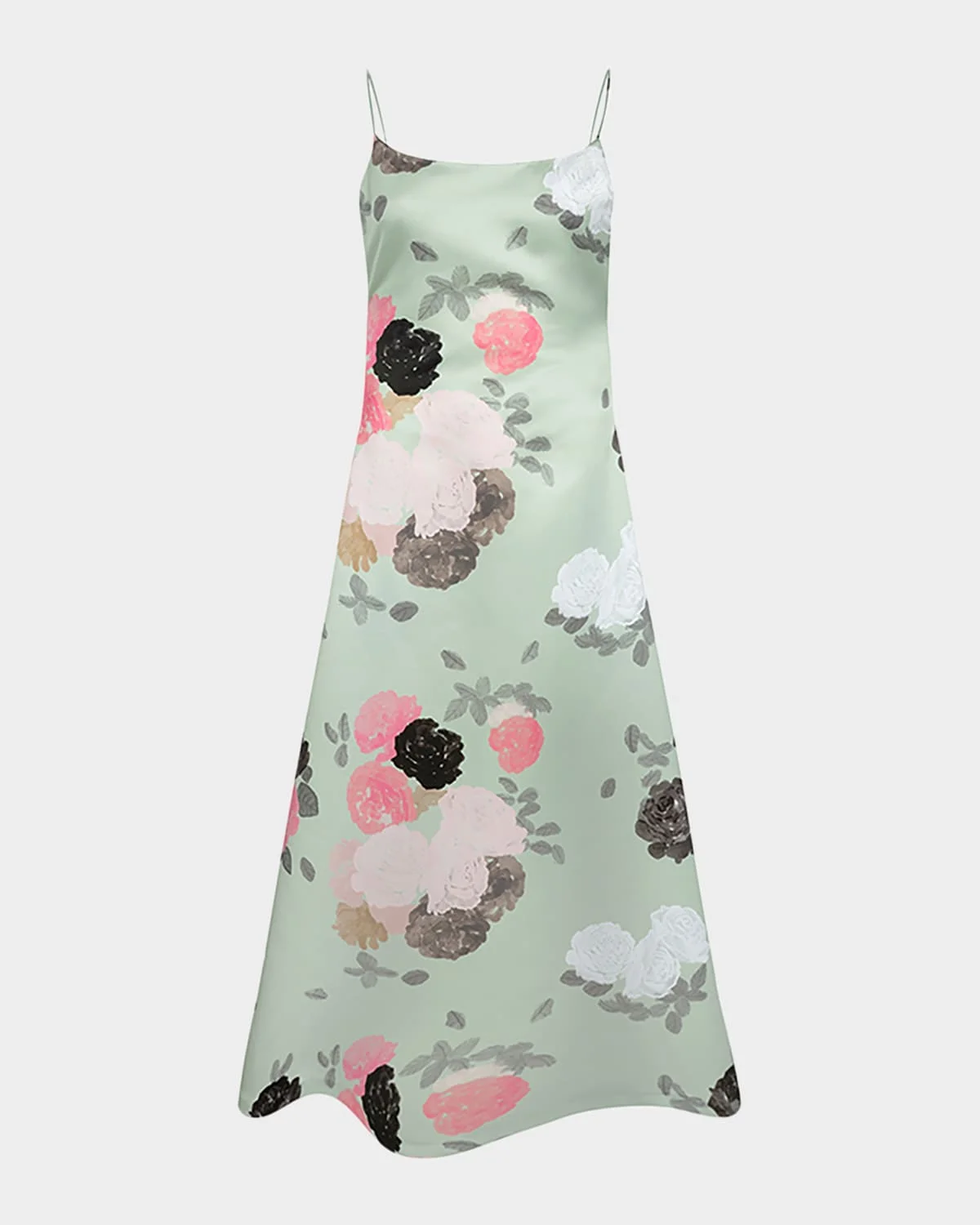 Nicole Floral Satin Midi Dress - 1