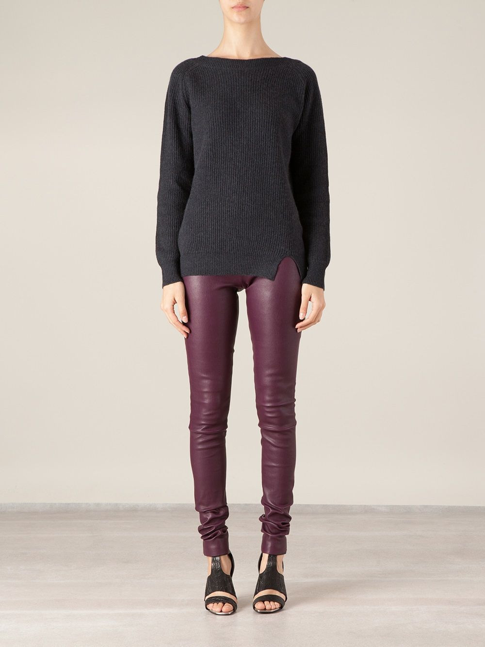 leather slim trousers - 2
