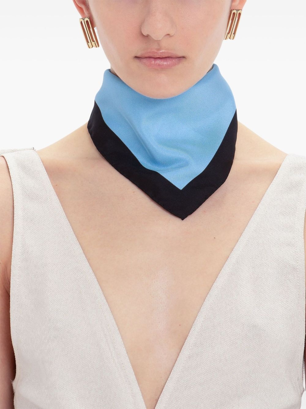 colour block-print silk scarf - 4