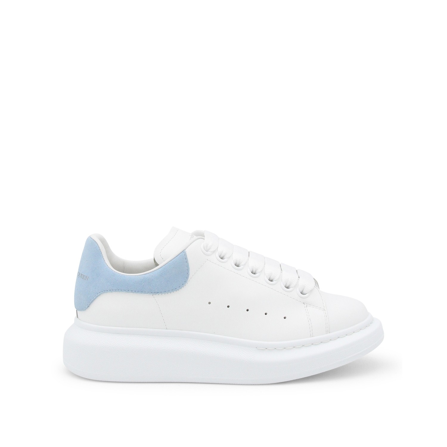 WHITE AND POWDER BLUE LEATHER OVERSIZED SNEAKERS - 1