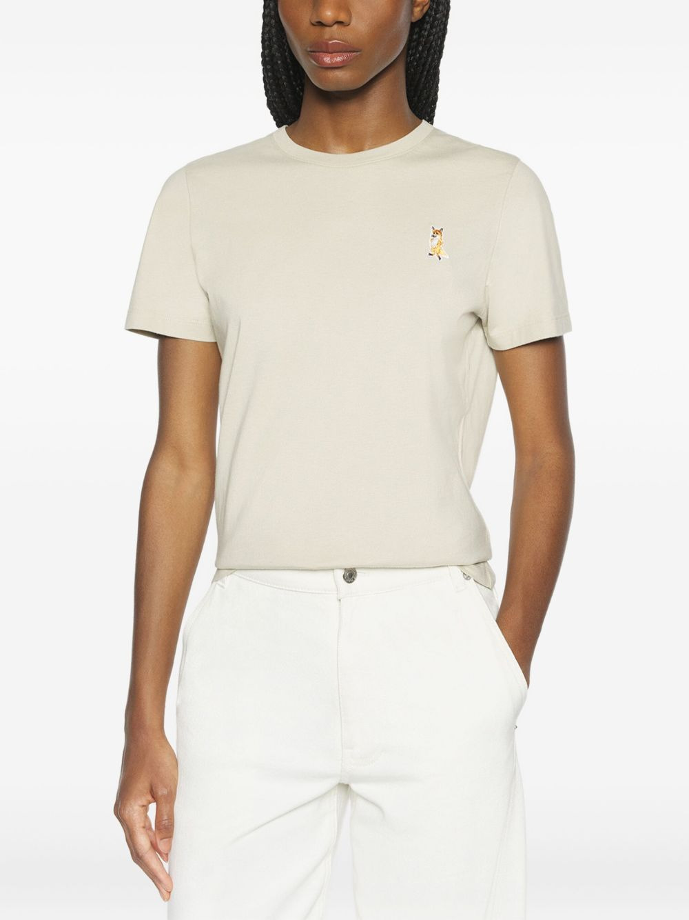 fox-embroidered cotton T-shirt - 3