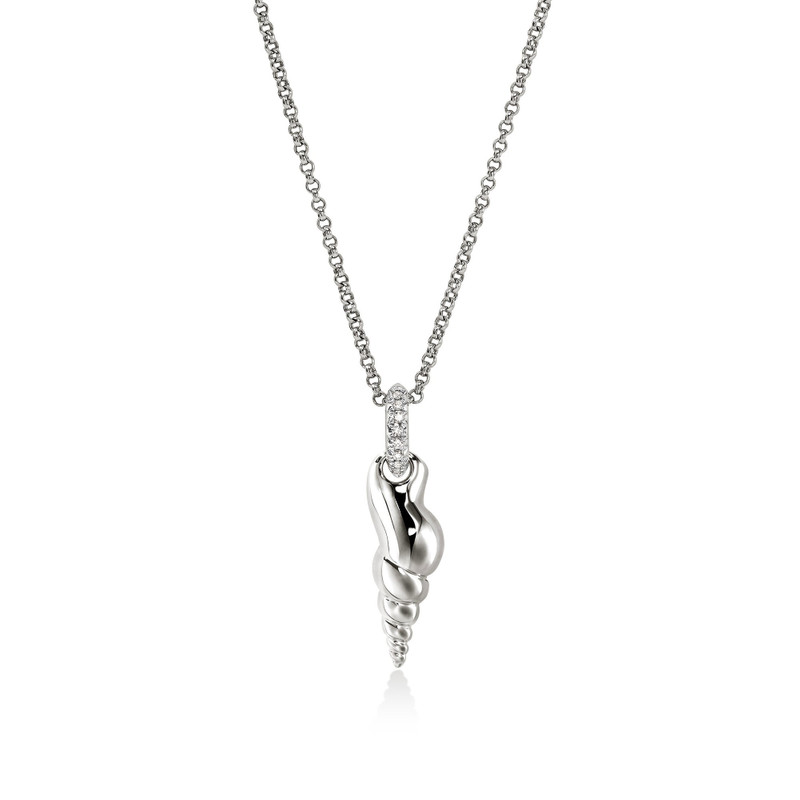 Shell Talisman Necklace, Sterling Silver, Diamonds 1