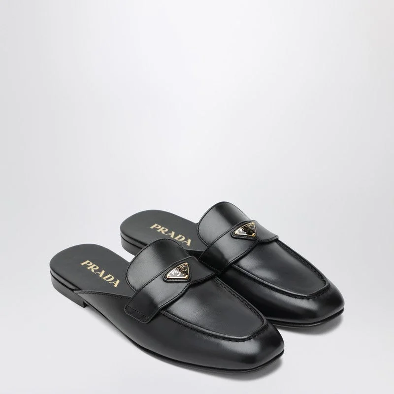 Prada Black Leather Mules Women - 1