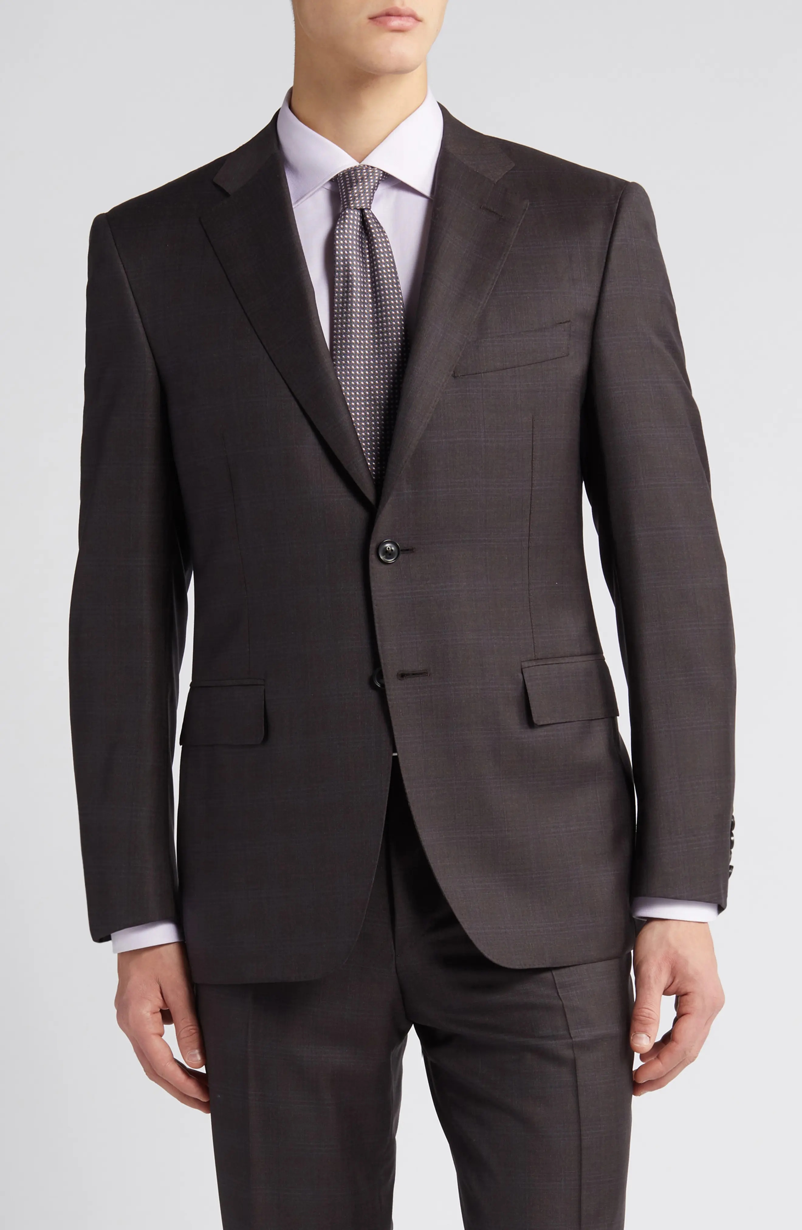 Siena Regular Fit Brown Plaid Wool Suit - 5