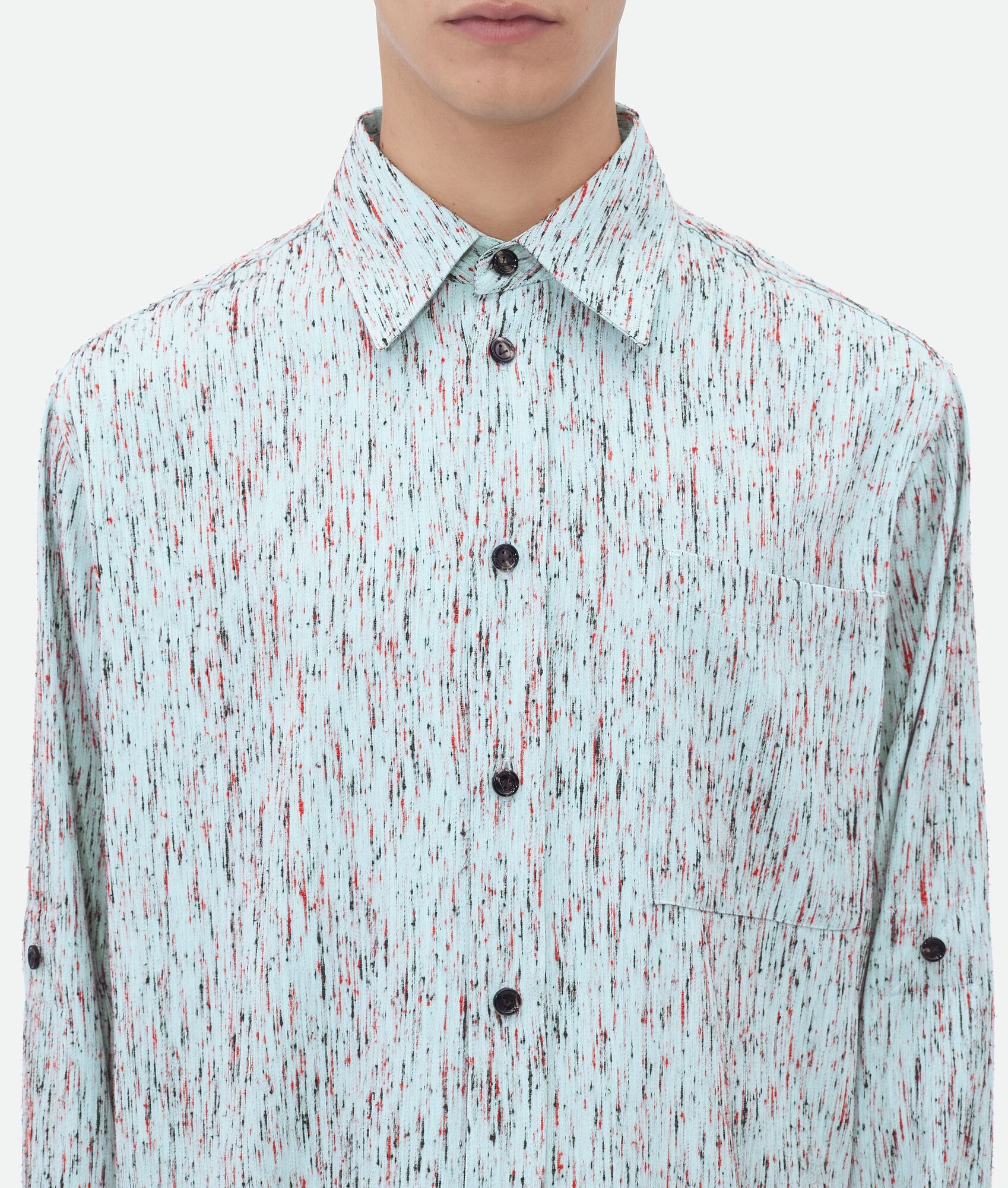 Textured Viscose Stripe Shirt With "BV" Embroidery - 5