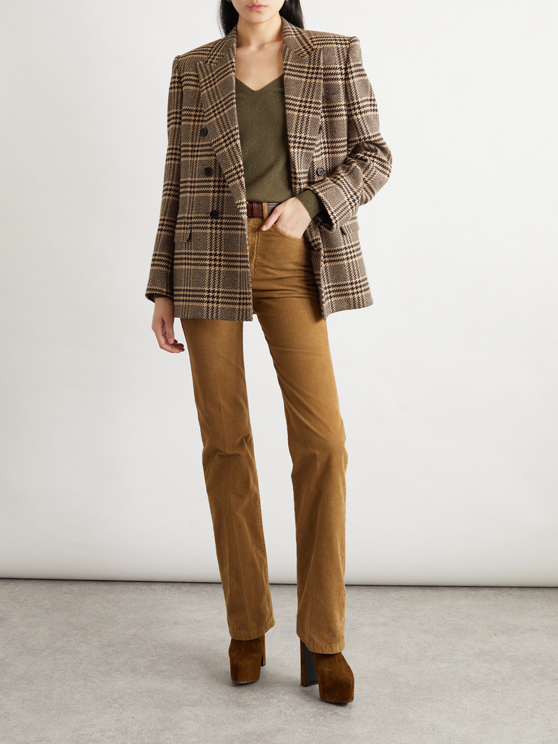 SAINT LAURENT Double-breasted Checked Silk And Cashmere-blend Blazer outlook