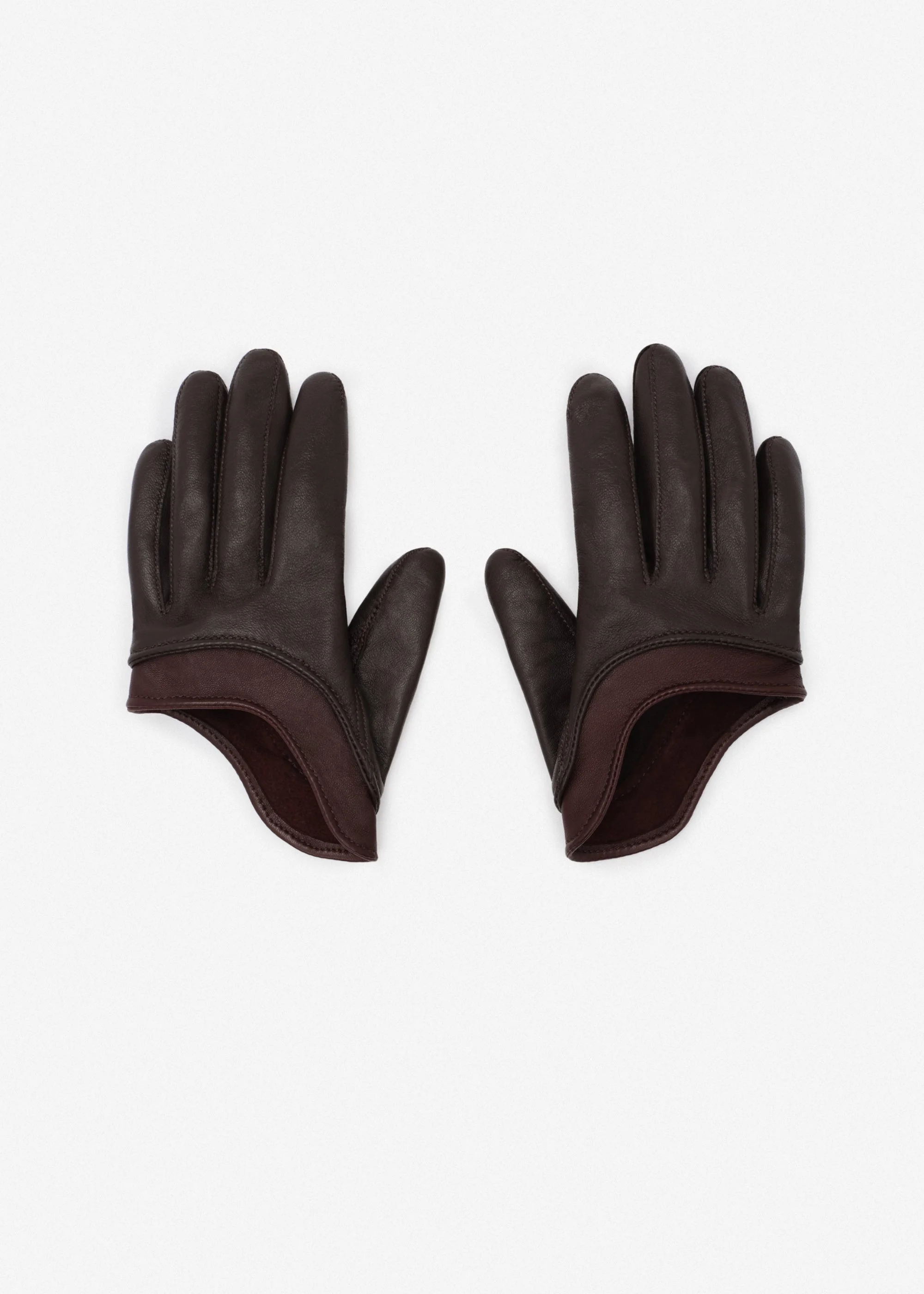 Short leather gloves in brown - 1