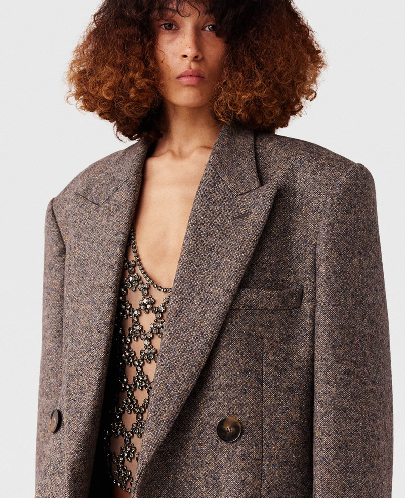 Double Breasted Tweed Long Coat 4