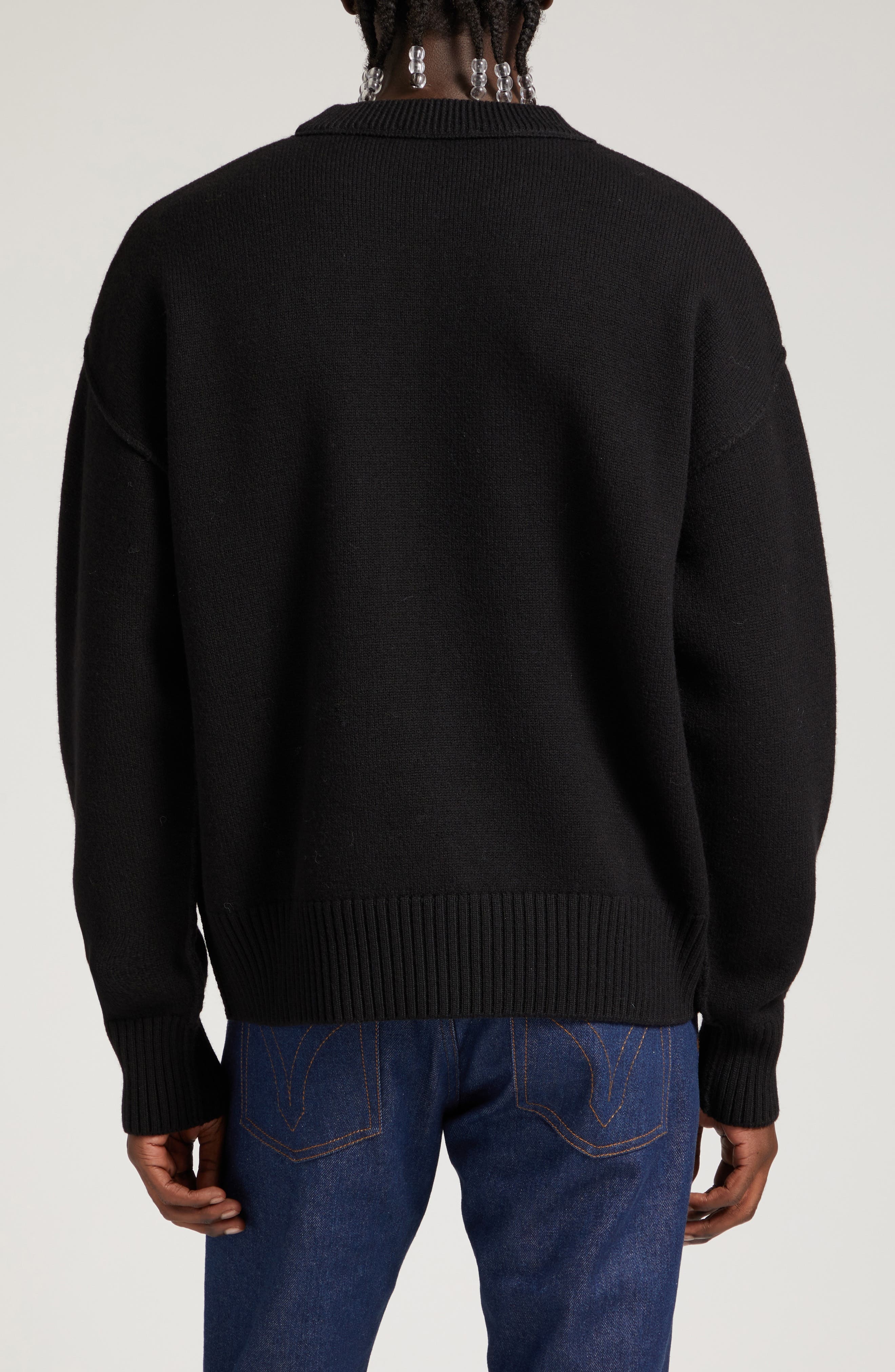 AMI PARIS Ami de Coeur Monogram Crewneck Sweater in 009 Noir/rouge at Nordstrom - 2
