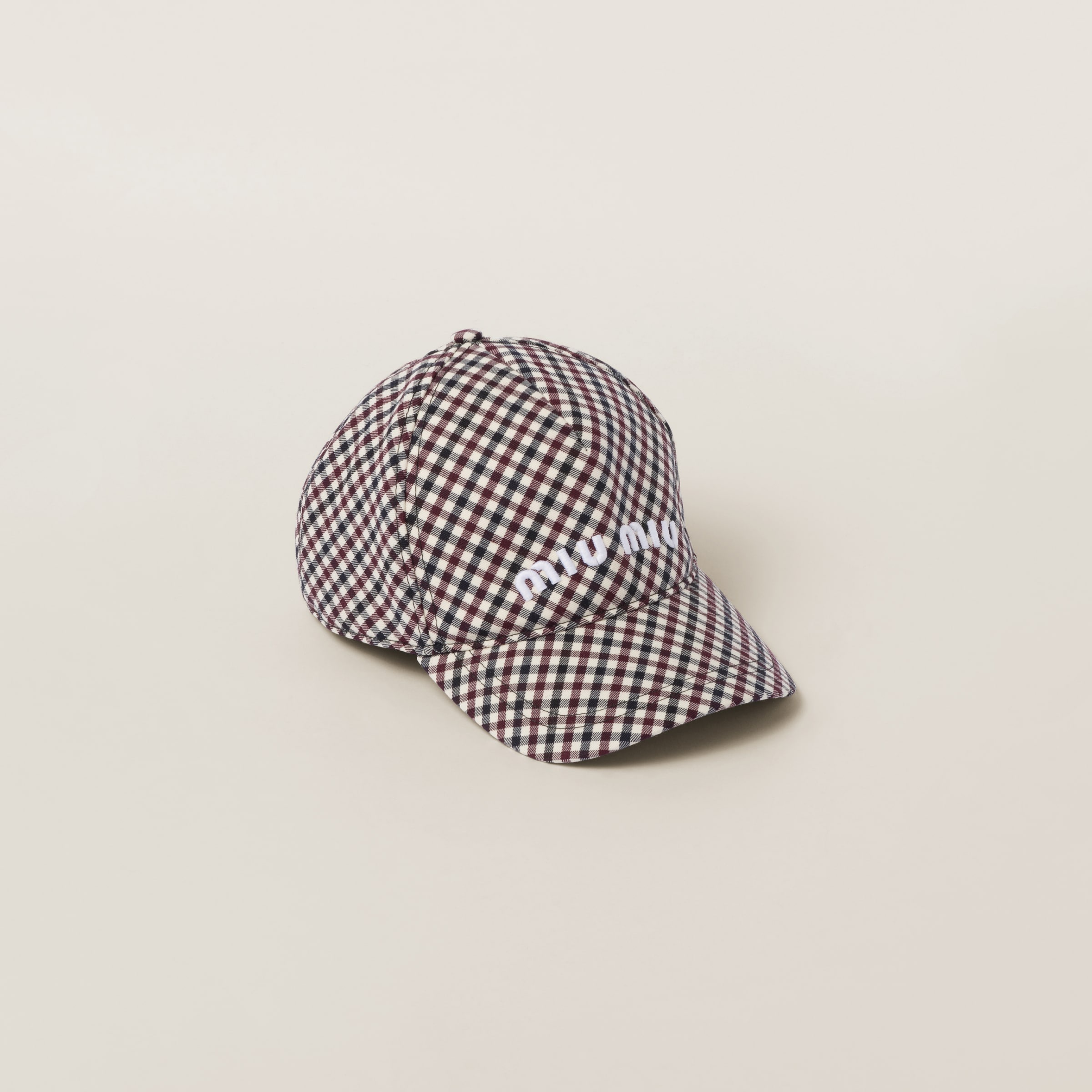 Gingham check wool baseball cap - 1