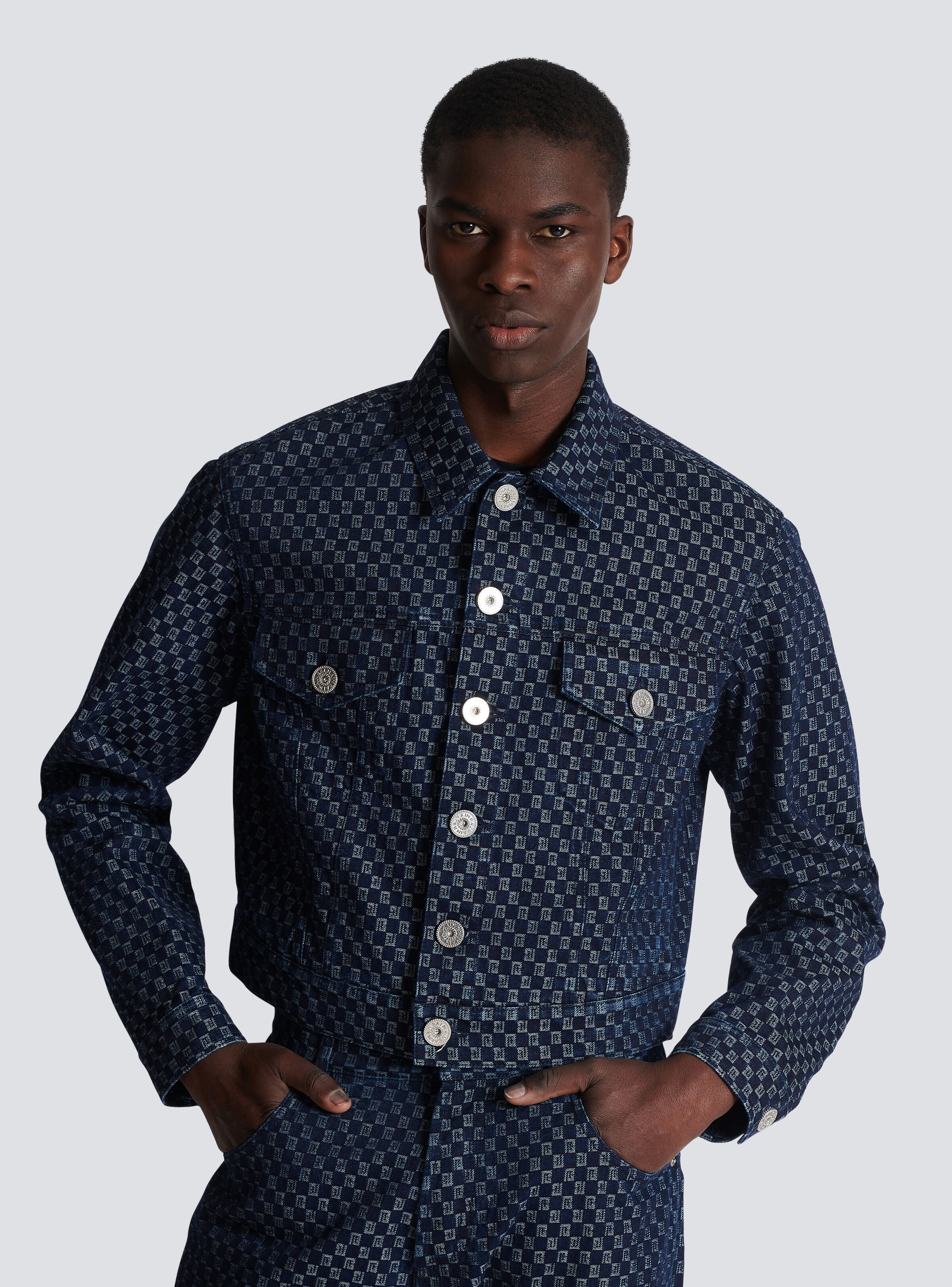 Mini monogram jacquard denim jacket - 8