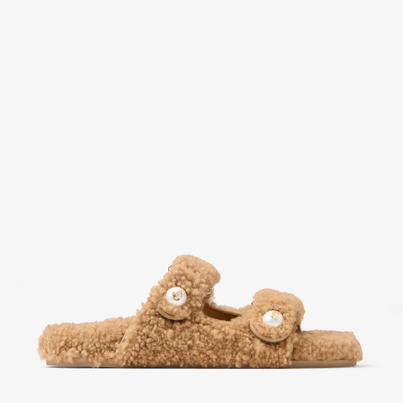 Fayence Sandal Rattan Curly Shearling Sandals - 1