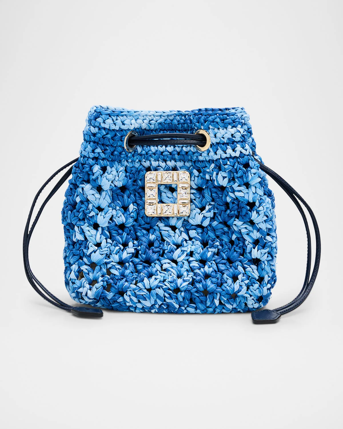 Tres Vivier Buckle Raffia Bucket Bag - 1