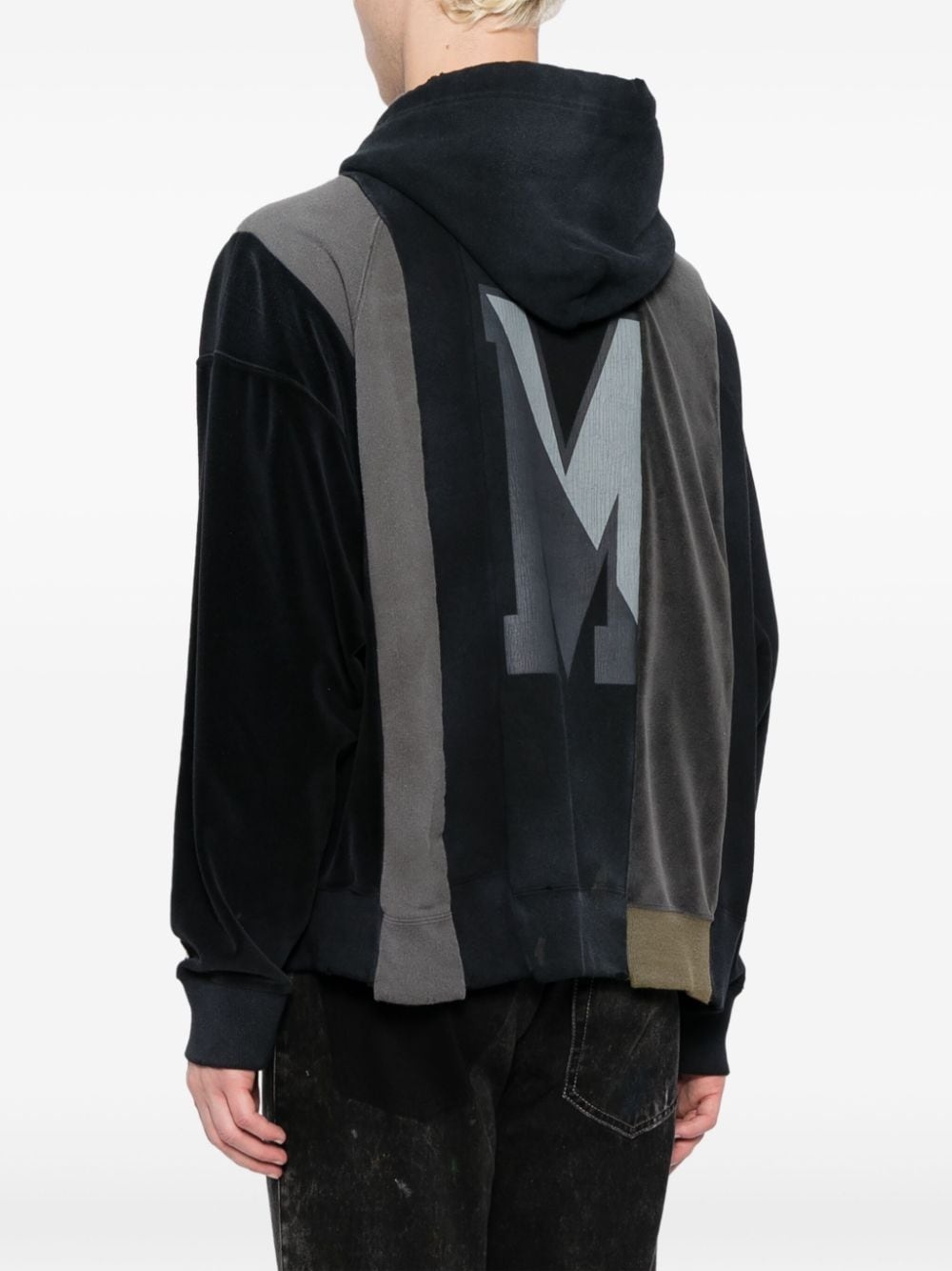 smiley face-print panelled hoodie - 4