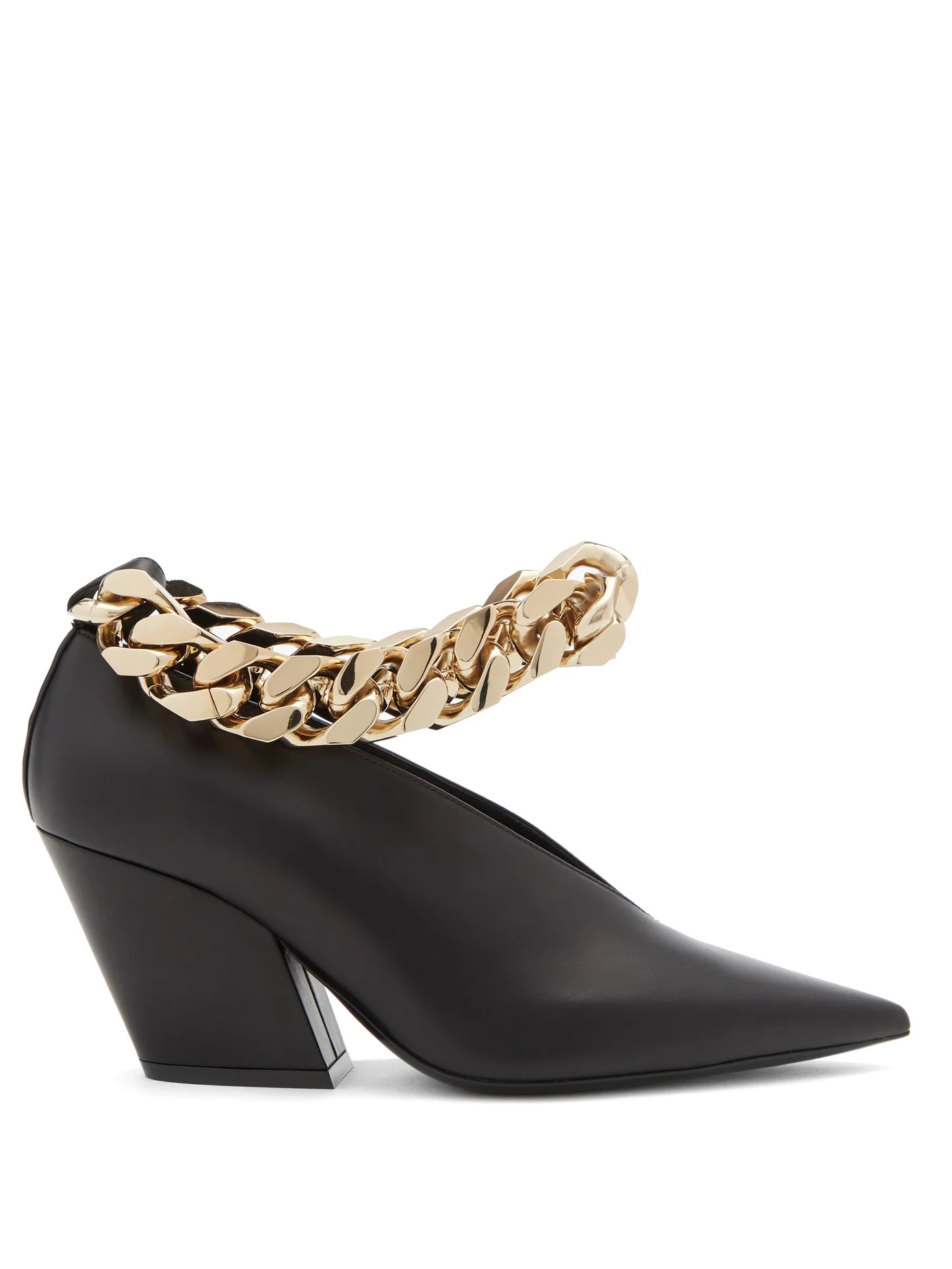 Brierfield chain-strap pointed leather pumps - 1