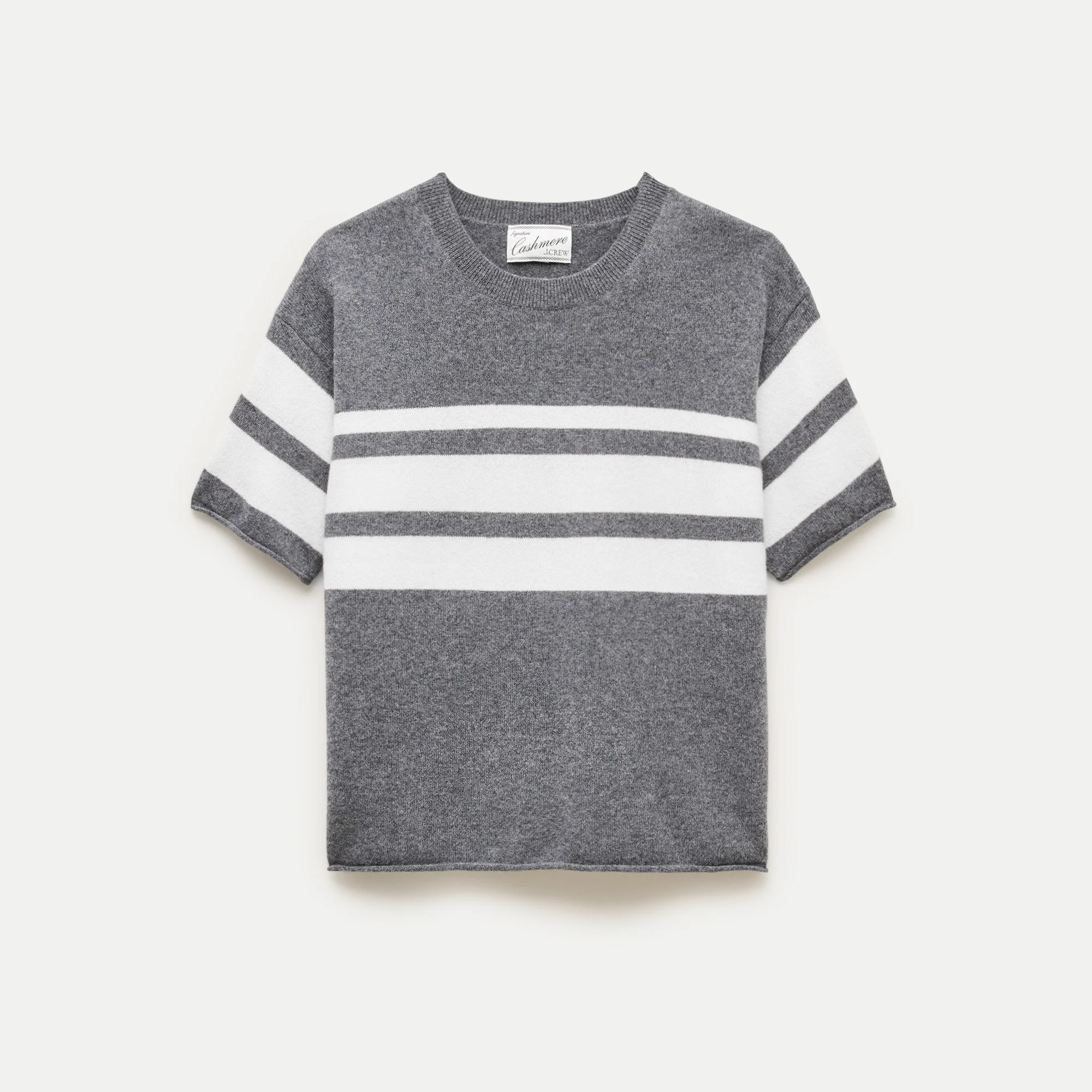 Cashmere relaxed T-shirt in placed stripe - 1