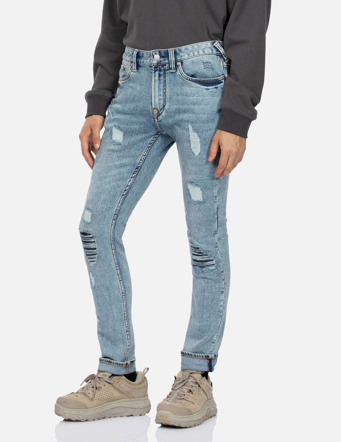 Seagull Embroidery Distressed Flex Skinny Denim Jeans #2028 - 8