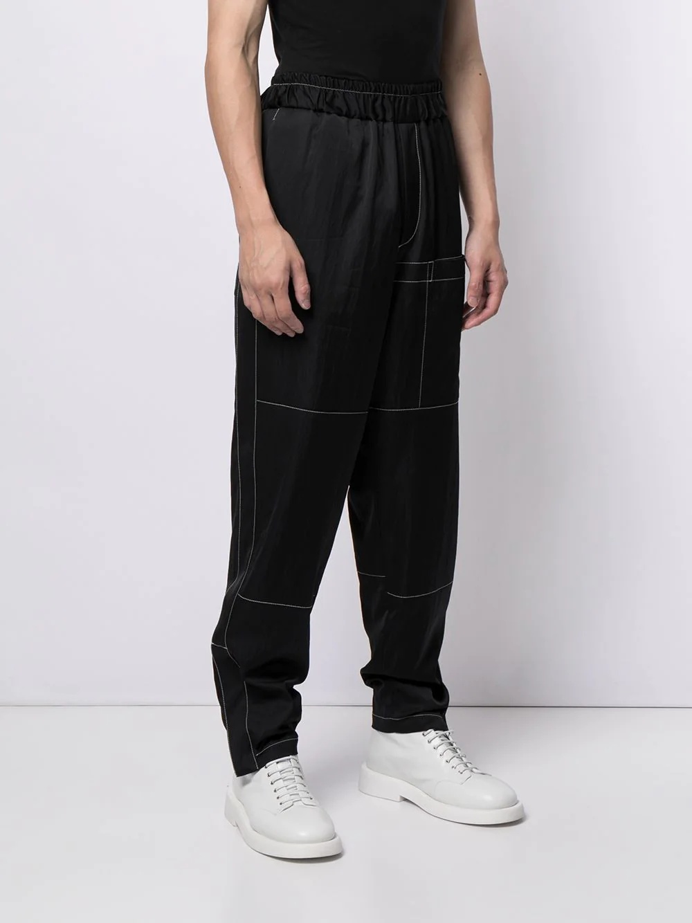 stitch-detail tapered trousers - 3