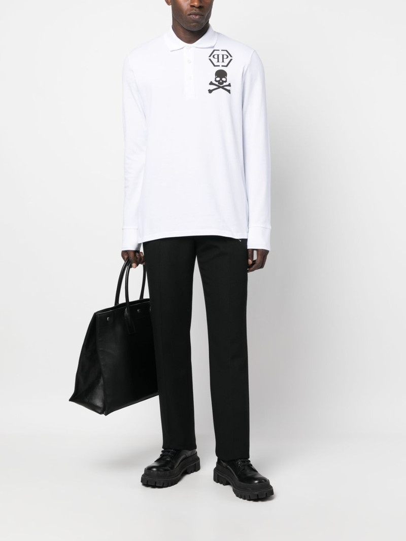 PHILIPP PLEIN logo-print long-sleeved polo shirt outlook