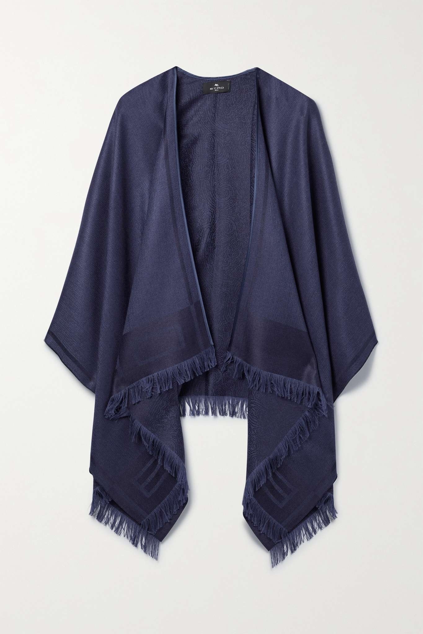 Reversible fringed silk and cashmere-blend jacquard wrap - 1