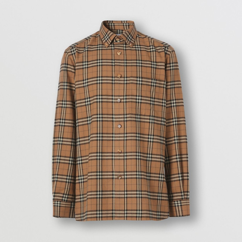 Button-down Check Cotton Flannel Shirt - 1