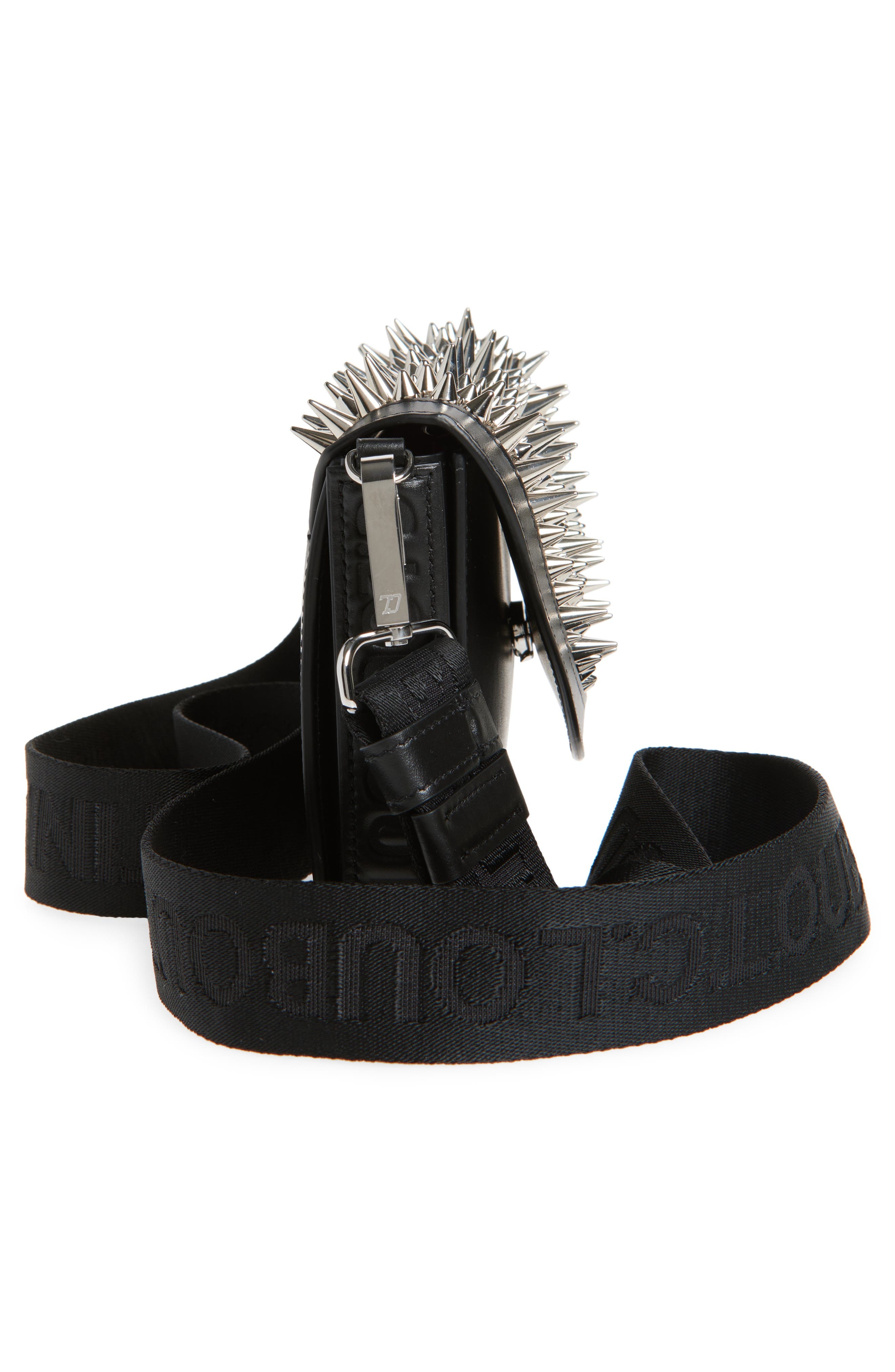 Christian Louboutin Funky Spike Leather Wallet on a Strap in Black/Silver at Nordstrom - 6