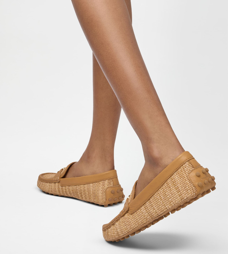 Tod's GOMMINO LOAFERS IN RAFFIA AND LEATHER - BROWN, BEIGE outlook