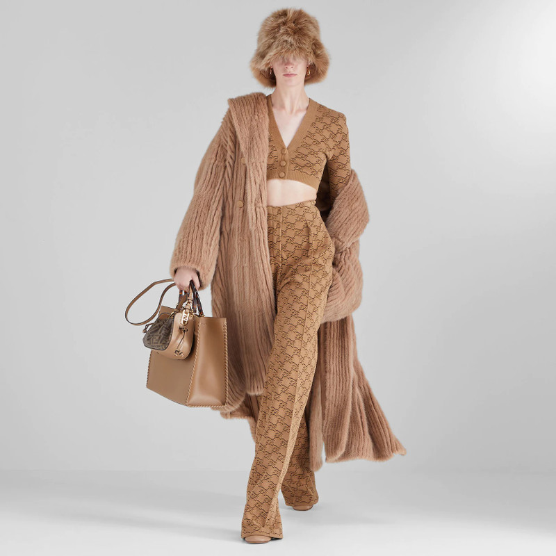 FENDI Brown mink trench coat outlook